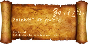 Zsinkó Árpád névjegykártya