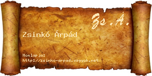 Zsinkó Árpád névjegykártya